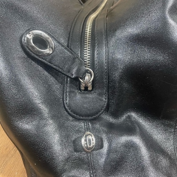 Coach Edie Shoulder Bag Signature Grey Black Current Leather - Picture 11 of 16